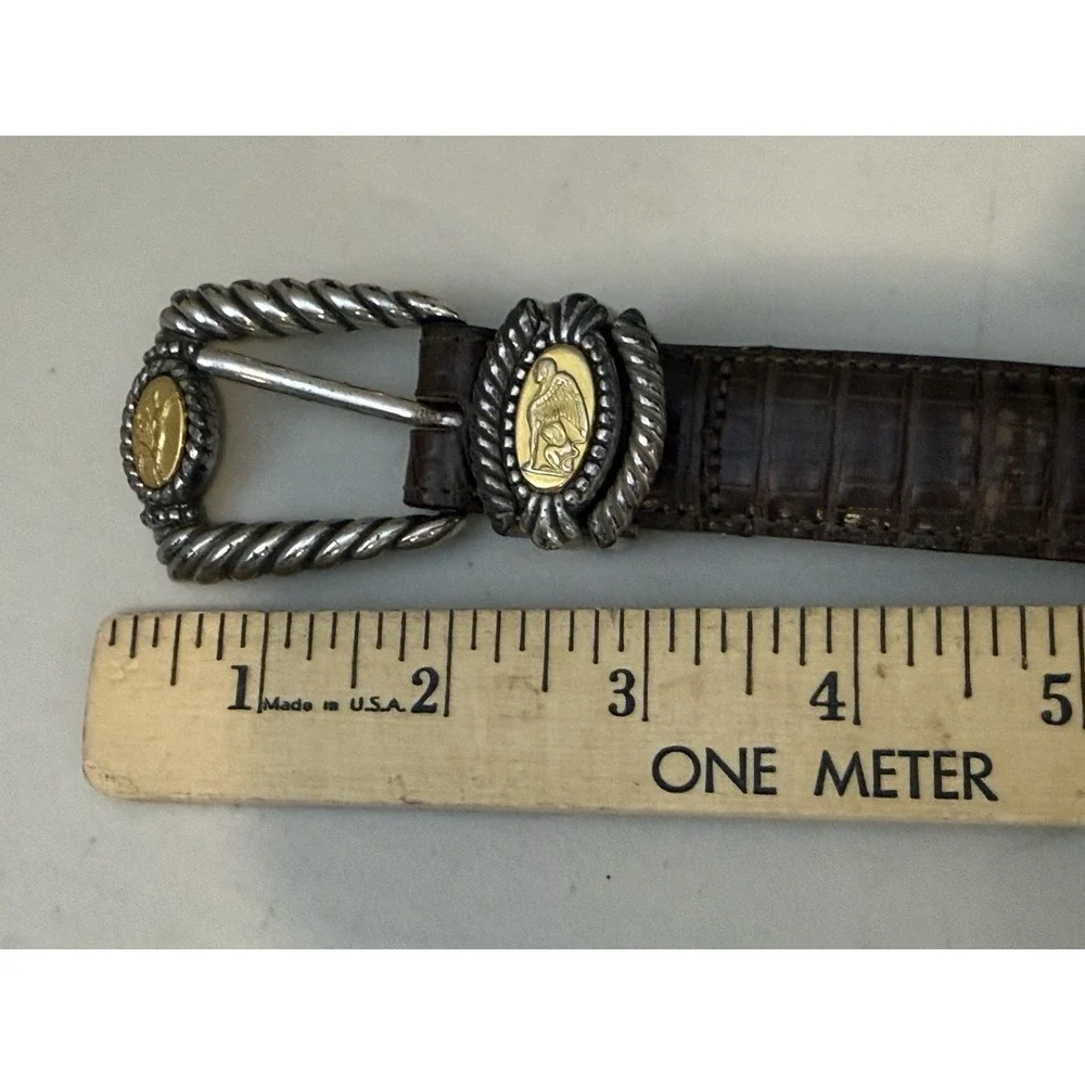 VTG Brighton Museum Collection Brown Leather Belt Greco Roman‎ Coin Med 33